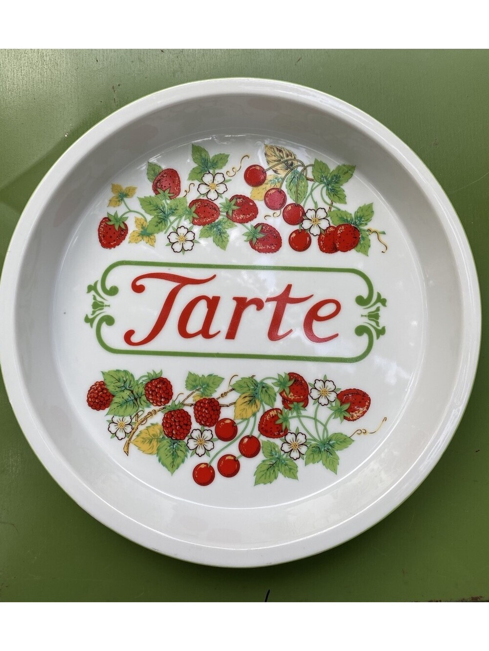 Vintage Berry “Tarte” Stoneware Pie Plate Quiche Dish Strawberry Decor 10.5”